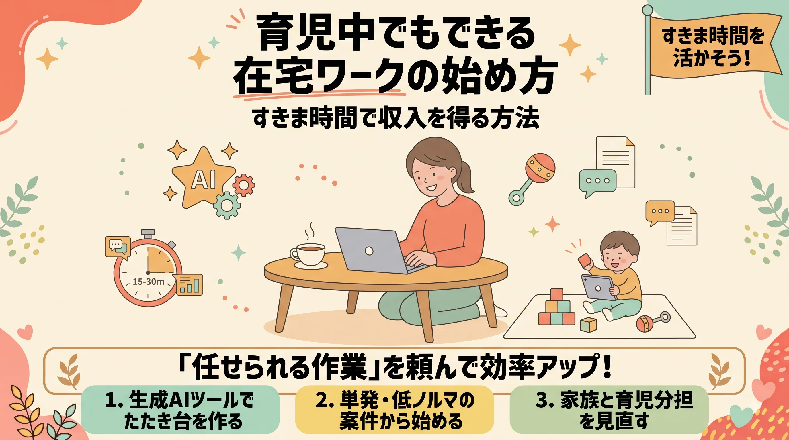育児中でもできる在宅ワークの始め方(すきま時間で収入を得る方法)