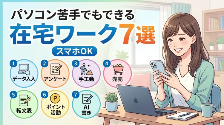 パソコン苦手でもできる在宅ワーク7選(スマホOK)